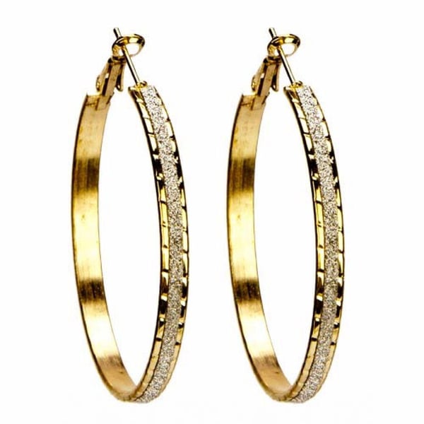 Stora Guld Hoop Örhängen - Big Circle & Silver Frostade /Glitter
