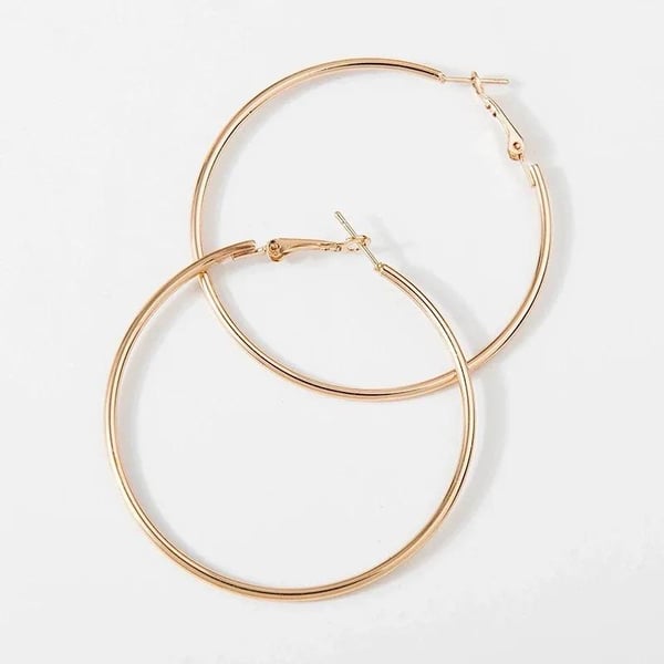 Stora Blanka Tunna Runda Hoop Örhängen - 9 cm - Rosé Guld Stora Blanka Tunna Runda Hoop Örhängen - 9 cm - Rosé Guld