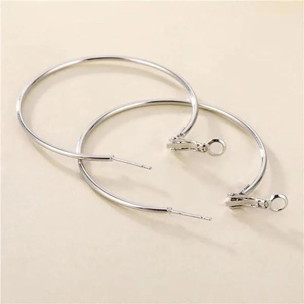 Stora Blanka Tunna Runda Hoop Örhängen - 6 cm - Silver