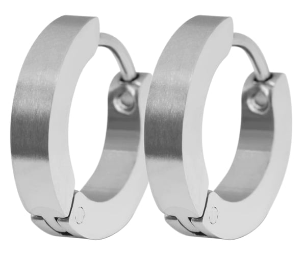 Klassiska Blanka Små Silver Hoop Örhängen i Rostfritt Stål 14 mm