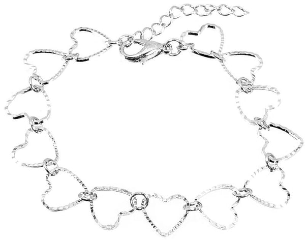 Sött Silver Armband - Kedja Dekorerad med en rad Hjärtan