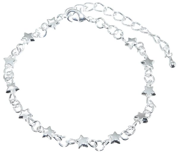 Sött Silver Armband - Kedja Dekorerad med Blanka Stjärnor