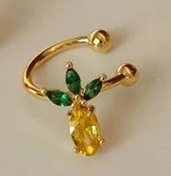 Guld Earcuff Ear Cuff Örhänge med Söt Ananas med Kristaller