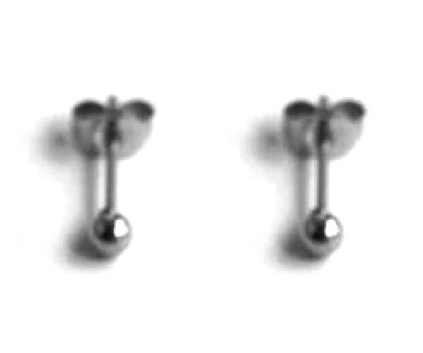Små Silver Stud Örhängen i Rostfritt Stål - Klassiska Blanka Kulor/Pärlor - Vit Guldpläterade - 3 mm