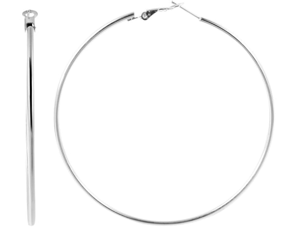 Stora Klassiska Runda Hoop Silver Örhängen i Rostfritt Stål 7 cm