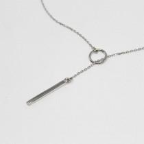 Elegant Silver Lariat / Lasso Halsband med Cirkel / Ring & Stång