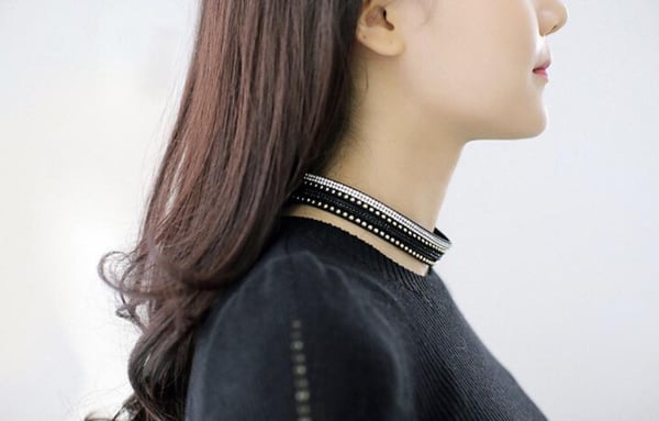 Wrap Läderarmband/Läder Armband med Strass / Rhinestones - Grå