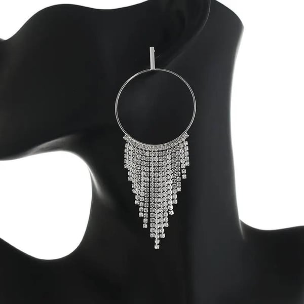 Strass Silver Örhängen - Ring & Kedjor med Vita Rhinestones
