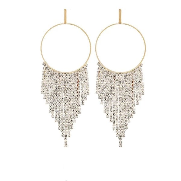 Strass Guld Örhängen - Ring & Kedjor med Vita Rhinestones