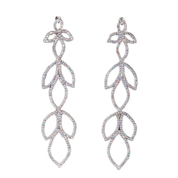 Strass Silver Örhängen - Rhinestones Skimrar i Regnbågens Färger