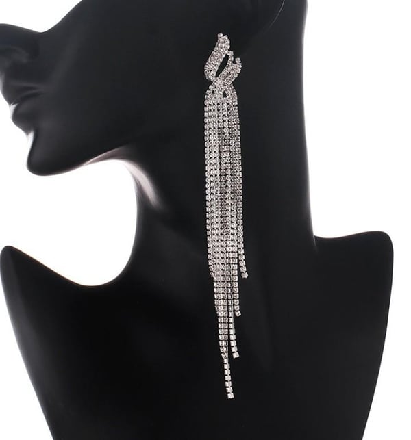 Strass Guld Örhängen med Kedjor - Glittrande Vita Rhinestones Strass Guld Örhängen med Kedjor - Glittrande Vita Rhinestones