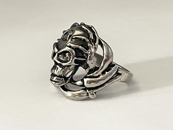 Cool Silver Ring med en Döskalle / Dödskalle - Stl 19,5
