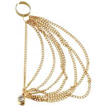 1 st Guld Earcuff Ear Cuff & Örhänge med Rhinestone & Kedjor