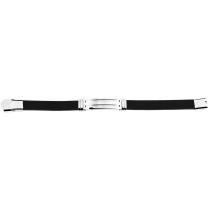 Svart Armband i Rostfritt Stål & Gummi - Silver Detalj & Mönster