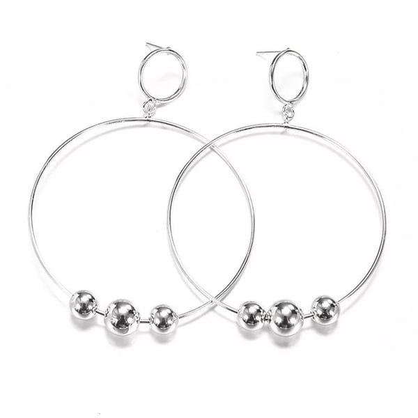 Unika Långa Silver Örhängen - Cirklar / Ringar & Blanka Kulor