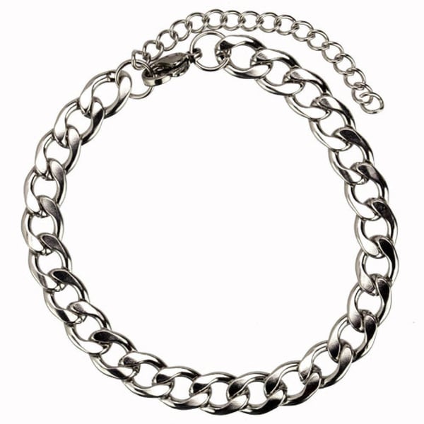 Silver Armband i Rostfritt Stål - Pansar Kedja / Länk - 8 mm