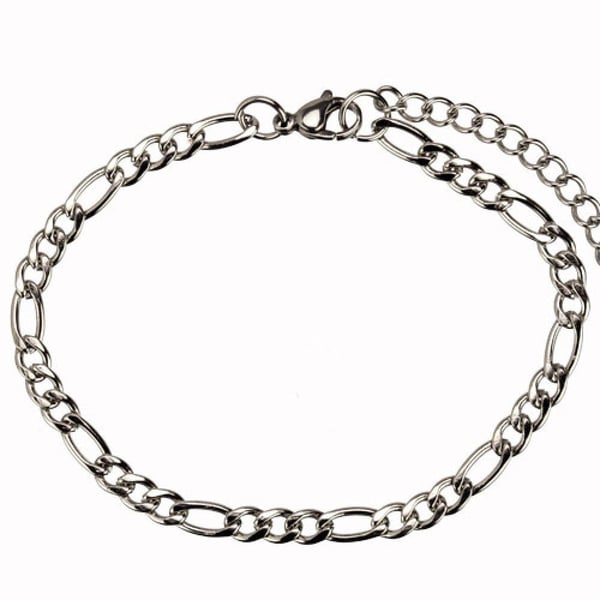 Silver Armband i Rostfritt Stål - Figaro Kedja / Länk - 4,5 mm