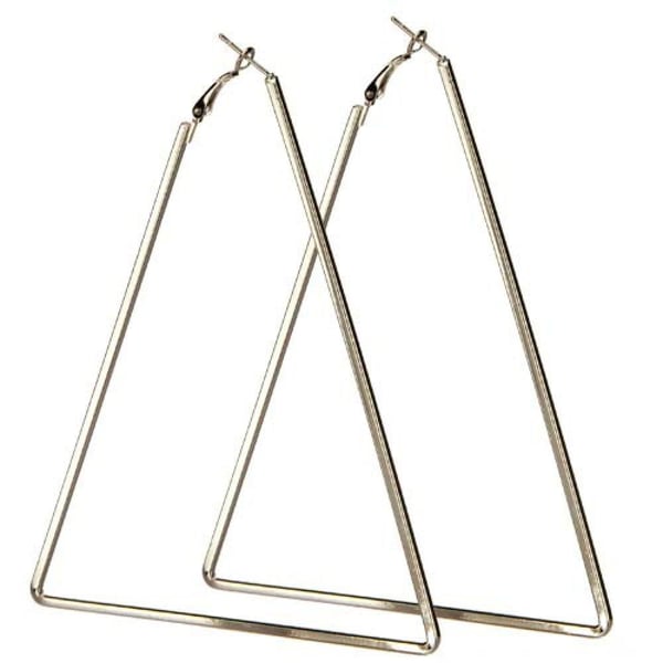 Stora Hoop Örhängen i form av Trianglar / Trekanter - Silver Stora Hoop Örhängen i form av Trianglar / Trekanter - Silver
