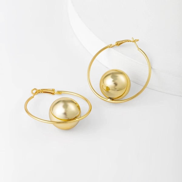 Stora Statement Hoop Guld Örhängen med Ring & Blank Kula