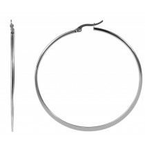 Runda Blanka Tunna Hoop / Creoler Silver Örhängen i Rostfritt Stål - 6,4 cm