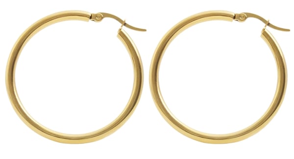 Klassiska Runda Hoop / Creoler Guld Örhängen i Rostfritt Stål - 4 cm