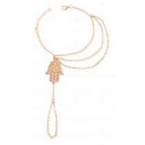 2i1 Guld Handsmycke - Armband & Ring - Fatimas Hand/Hamsa
