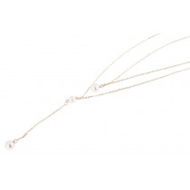 Guld Halsband med 2 Kedjor samt Enkel Lång Kedja med Vita Pärlor