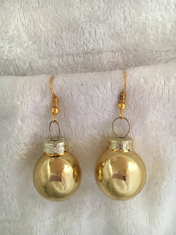 Guld Örhängen till Jul / Christmas - Guld Blanka Julkulor