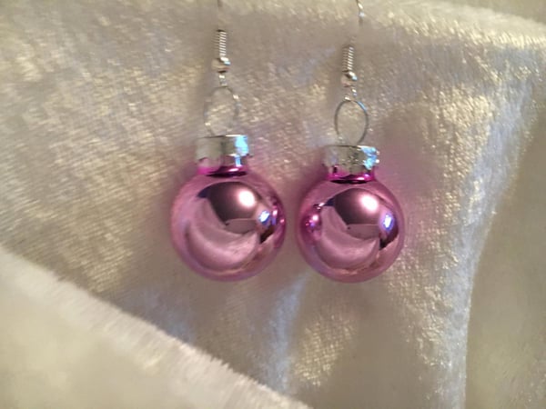 Silver Örhängen till Jul / Christmas - Rosa Blanka Julkulor