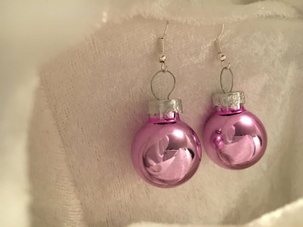 Silver Örhängen till Jul / Christmas - Rosa Blanka Julkulor