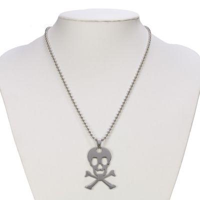 Silver Halsband i Rostfritt Stål med Blank Döskalle / Dödskalle