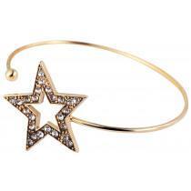 Stelt Guld Armband/Bangle - Stjärna med Rhinestones - Justerbart