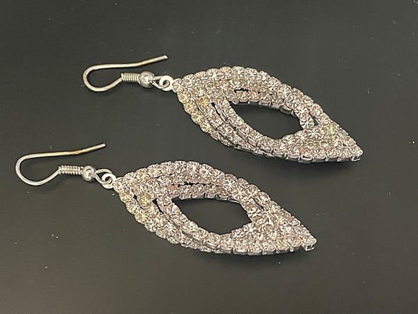 Glittrande Party Silver Örhängen med Vit Strass / Rhinestones