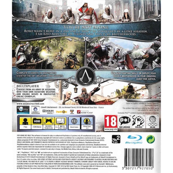 Assassins Creed Brotherhood Playstation 3 PS3 (Brukt)