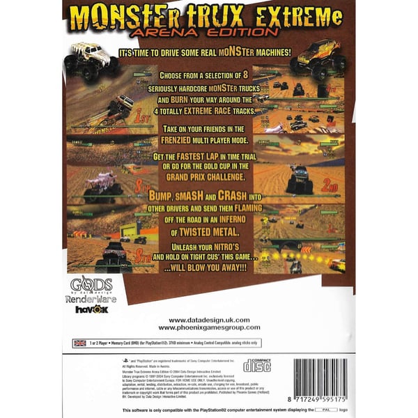 Monster Trux Extreme Arena Edition Playstation 2 PS2 (Brukt)