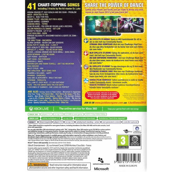 Just Dance 2015 Xbox 360 Kinect Nordic (Brugt)