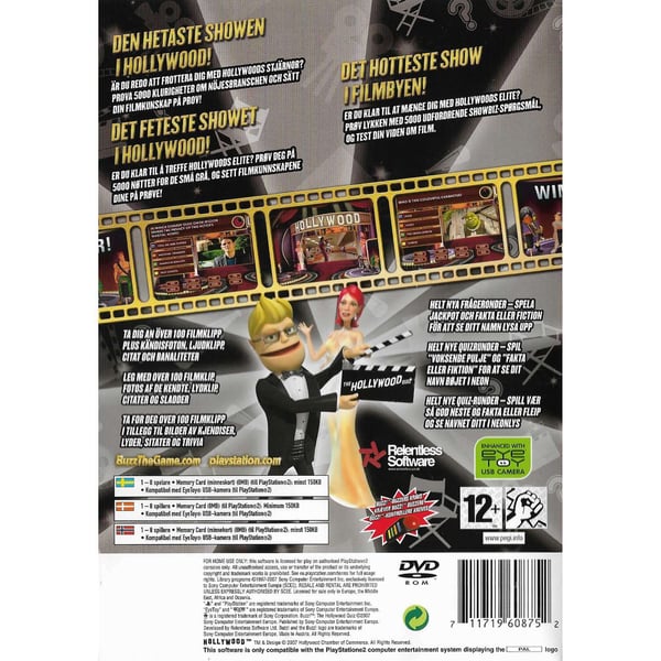 Buzz The Hollywood Quiz Playstation 2 PS2 Nordic (Brukt)