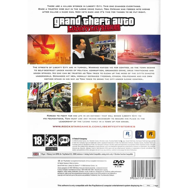 Grand Theft Auto Liberty City Stories Playstation 2 PS2 (Brukt)