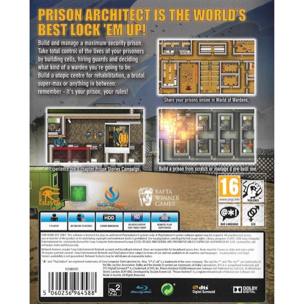 Prison Architect Playstation 4 PS4 (Brukt)