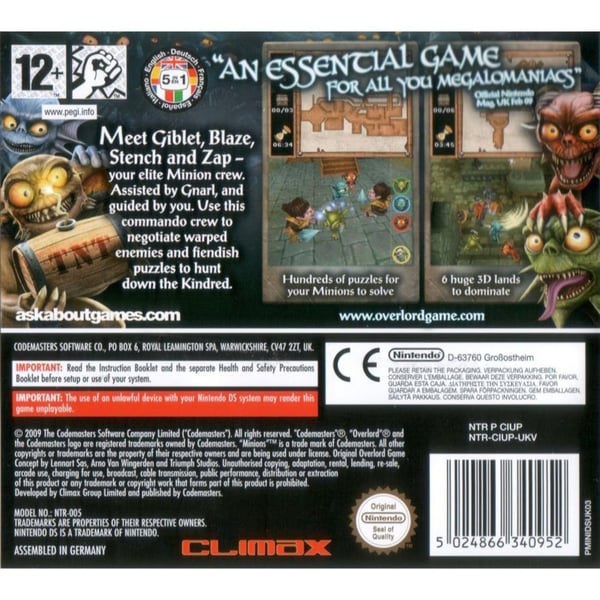 Overlord Minions Nintendo DS (Brukt)