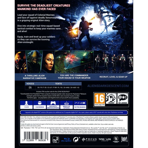 Aliens Dark Descent Playstation 4 PS4