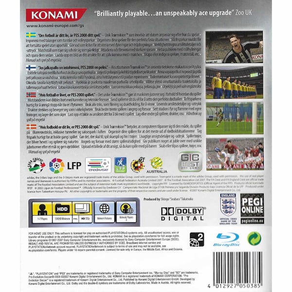 Pro Evolution Soccer 2008 Playstation 3 PS3 Nordic (Käytetty)