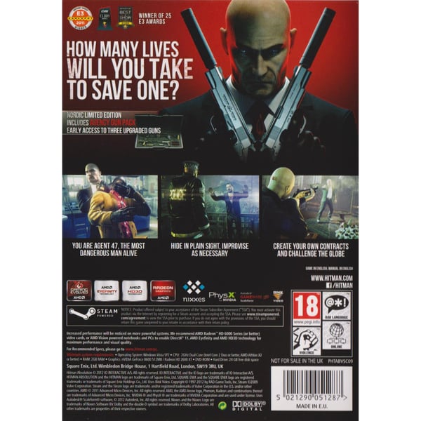 Hitman Absolution Nordic Limited Edition PC DVD (Käytetty)
