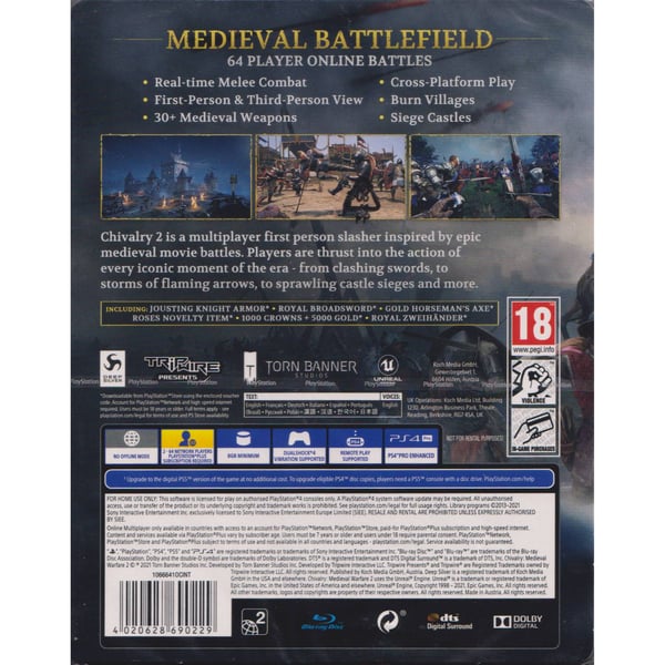 Chivalry II Steelbook Edition Playstation 4 PS4