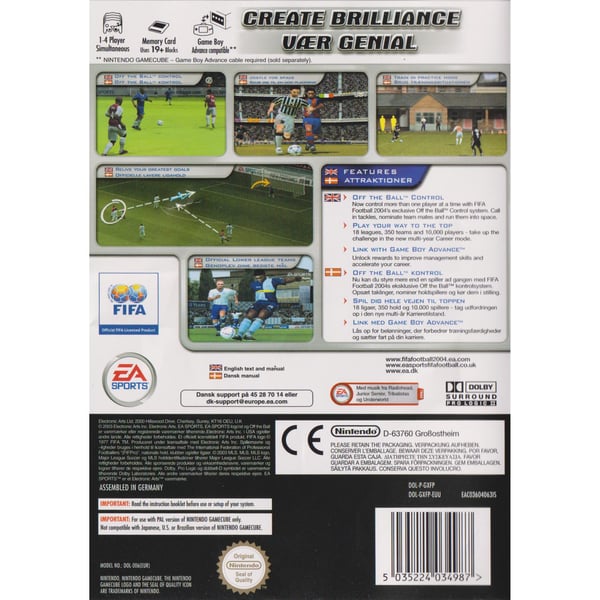 FIFA Football 2004 Nintendo Gamecube Danish (Brugt)