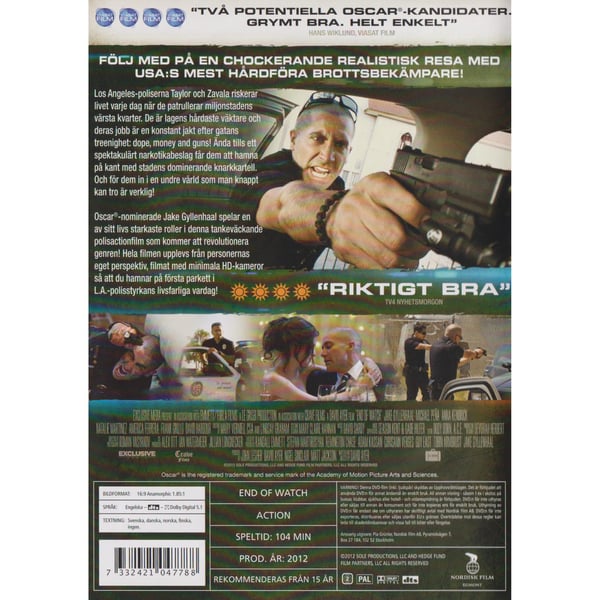 End of Watch DVD Rental Copy (Brukt)