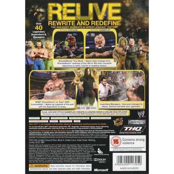 WWE Legends of WrestleMania Xbox 360 (Brukt)