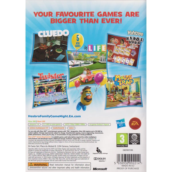Hasbro Family Game Night Vol 3 Xbox 360 (Brukt)