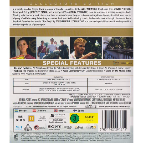 Stand By Me Collectors Edition Blu-Ray (Brukt)