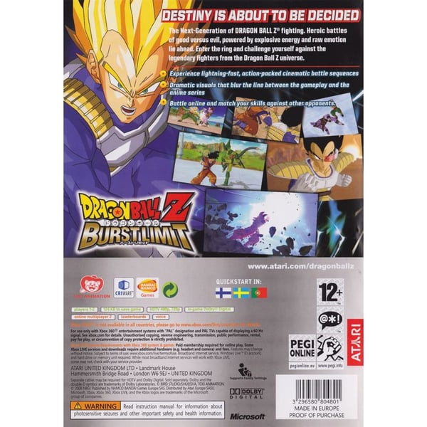Dragonball Z Burst Limit Xbox 360 (Brukt)